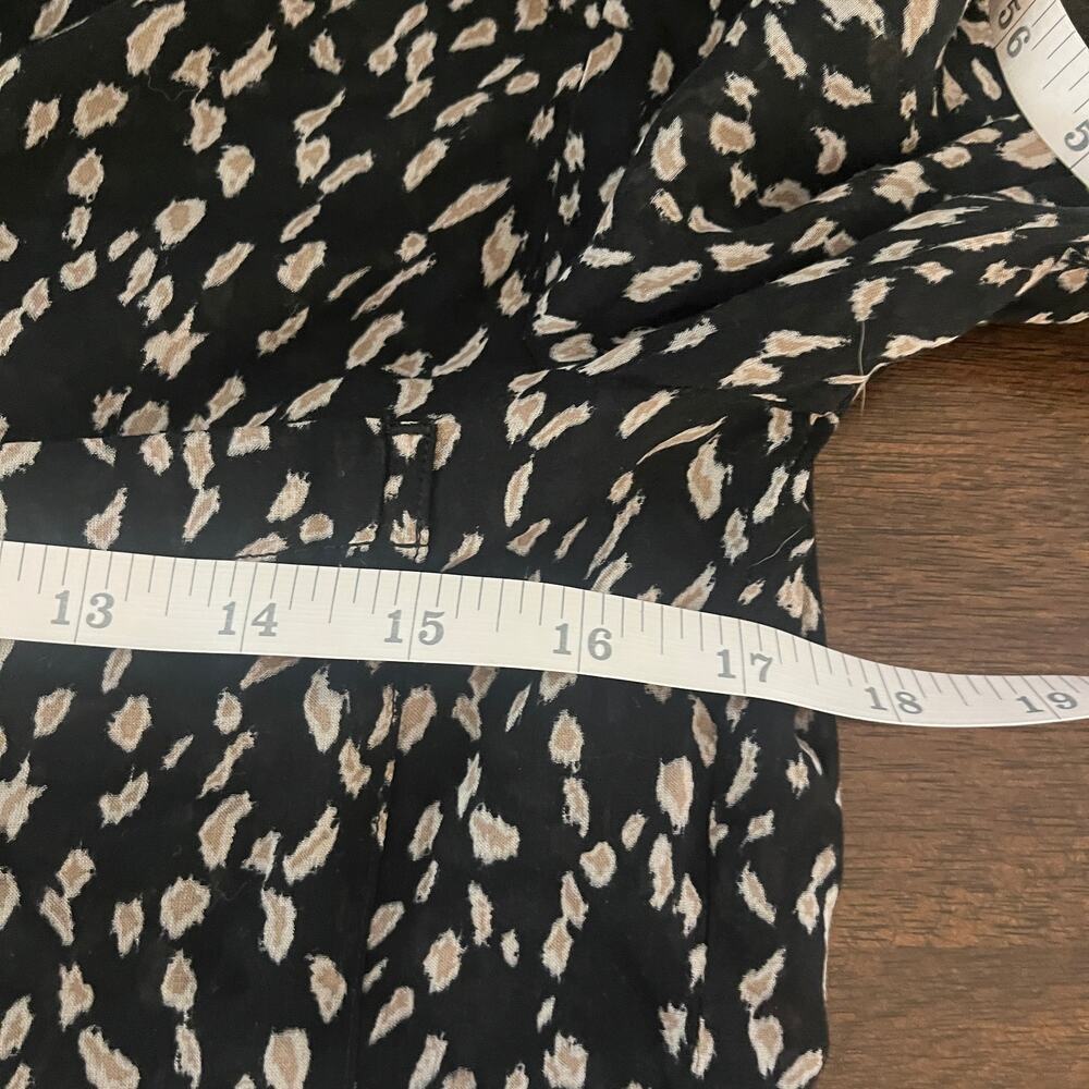 Cloth & Stone Anthropologie Button Down Shirt Semi Sheer Animal Print Black XS - Picture 10 of 12